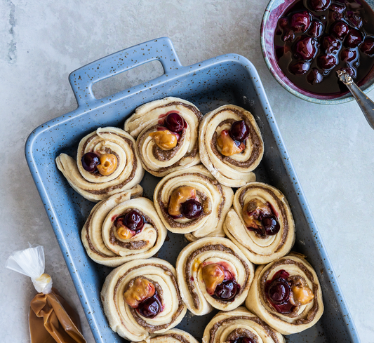 Snegle med karamel og kirsebær