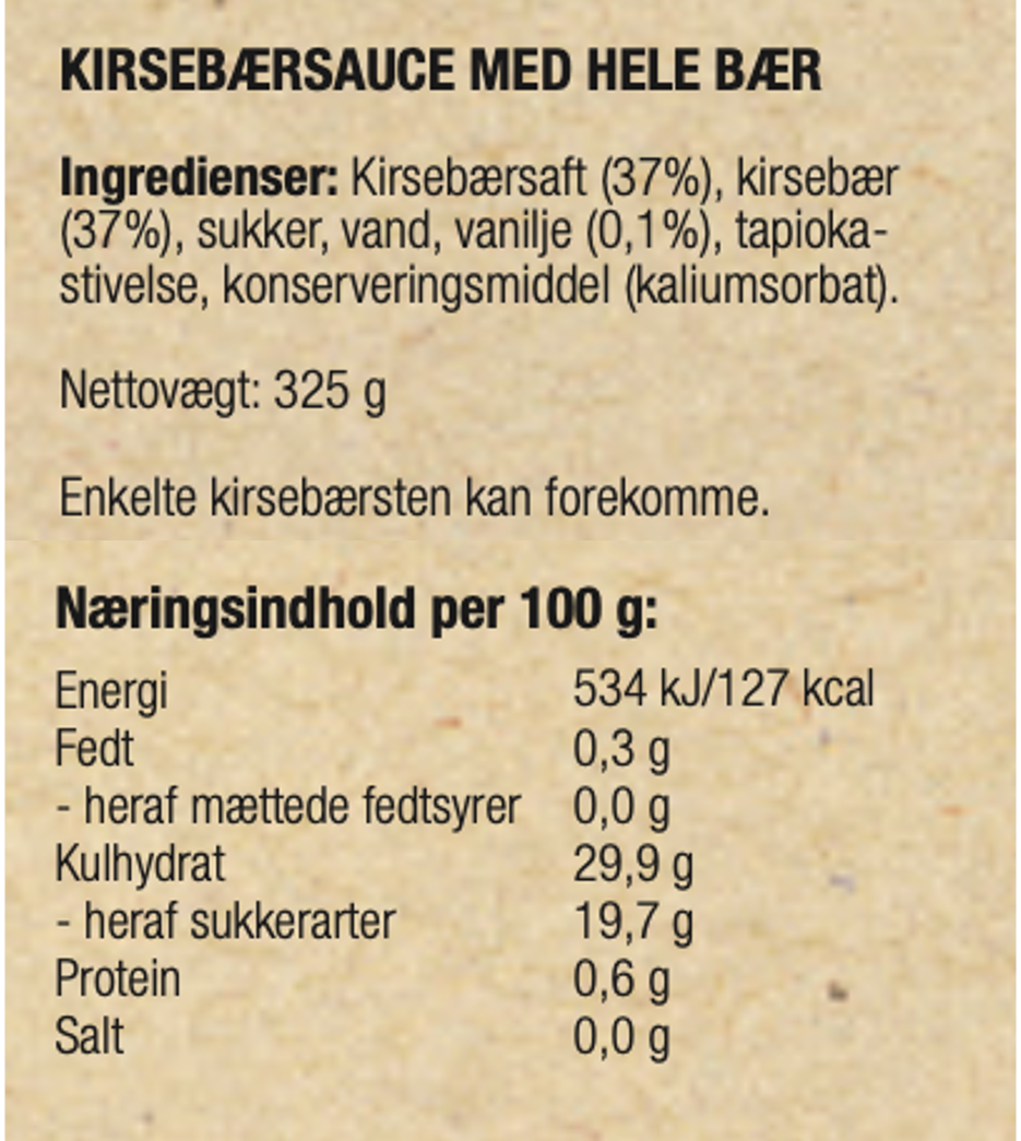 Kirsebærsauce, Rie's Originale